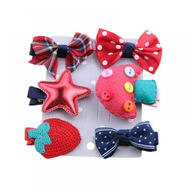 6Pcs Baby Girl Fruit Hair Clips Snap Kid Hairpin Barrettes Bow Hair Accessories